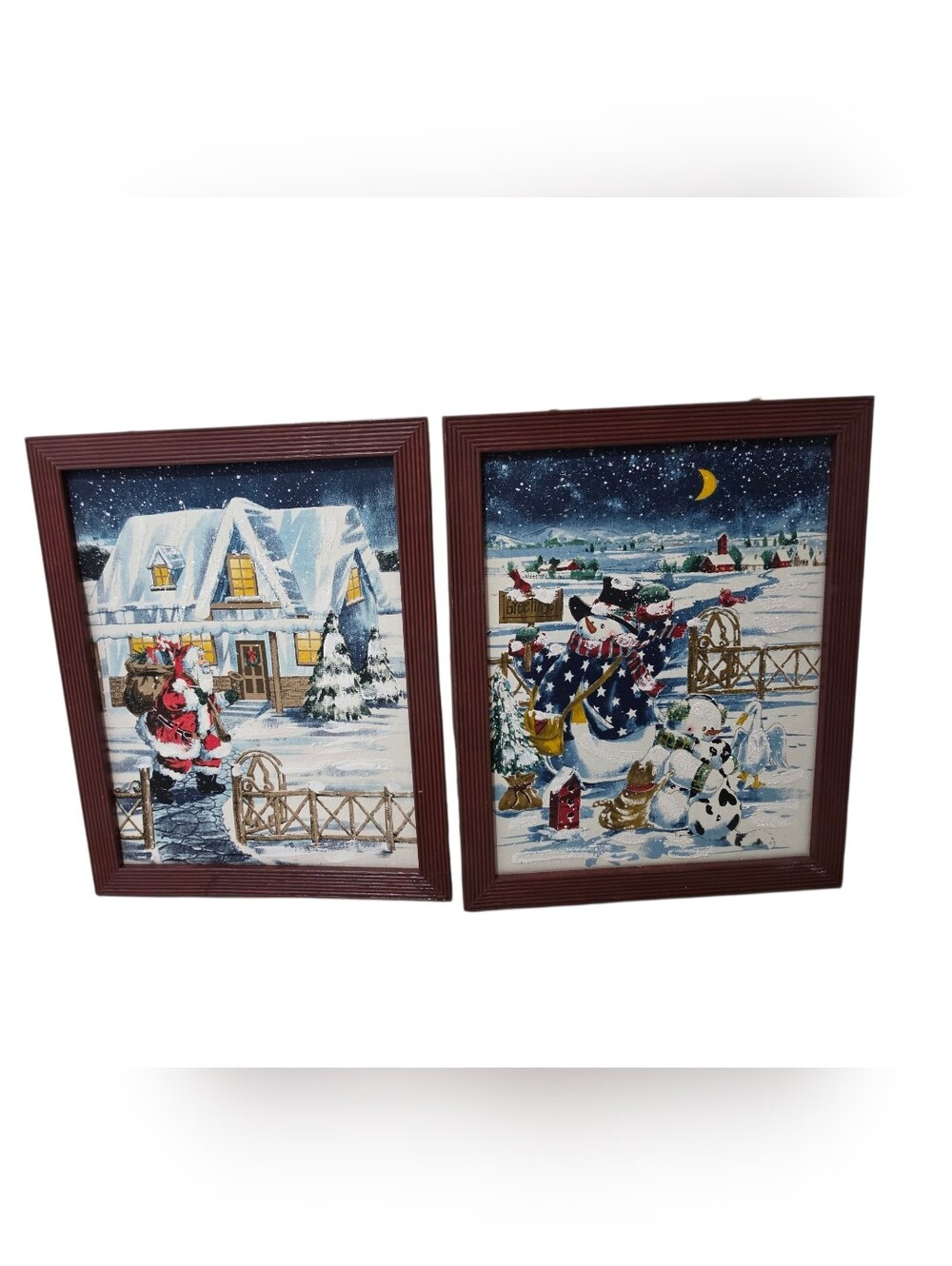Vintage Holiday Winter Scene Framed Wall Art